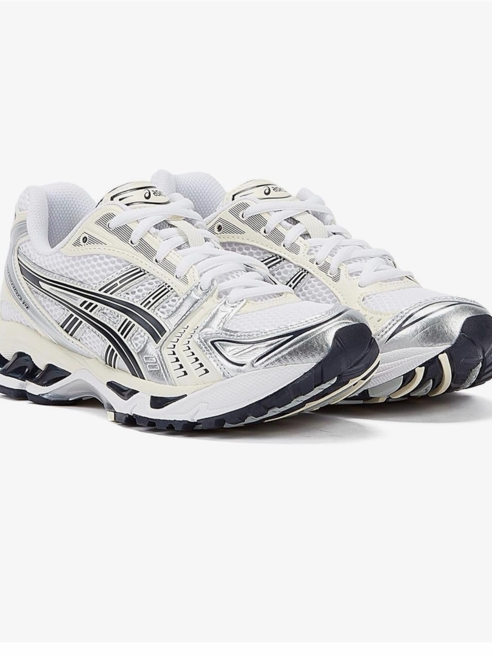 Asics White and Silver Women's Athletic Running Shoes